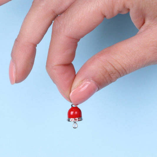 925 silver pendant in the shape of a red glazed bell