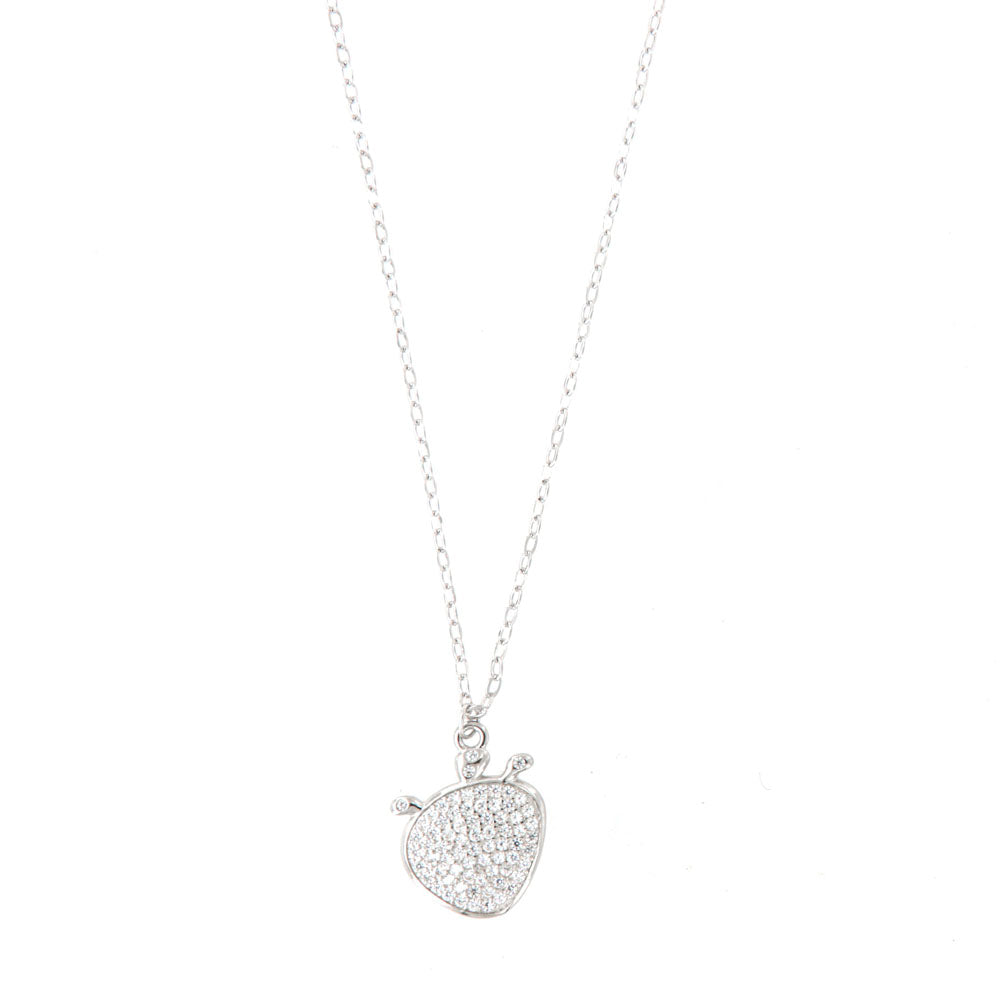 925 silver necklace with prickly pendant of India, embellished with white zirconi pavè