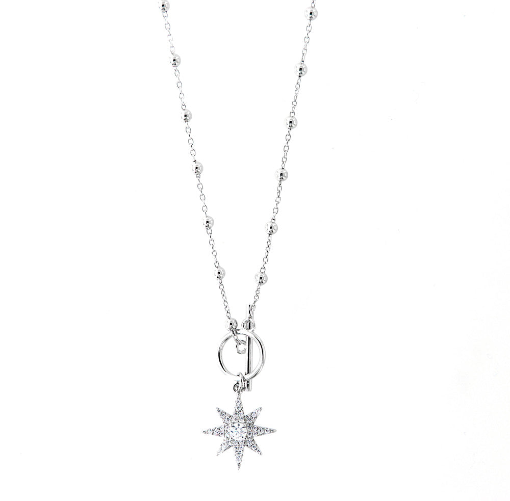 925 silver necklace with twenty rose embellished with zirconi