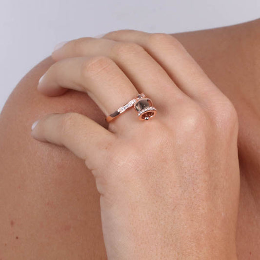 925 silver ring with charming bell embellished with white zirconi