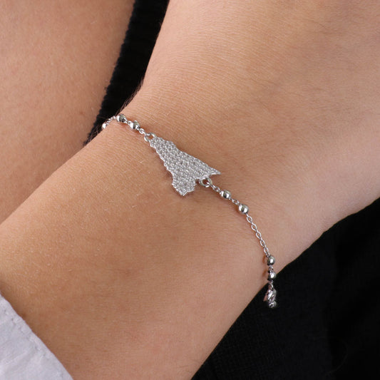 925 silver bracelet with Sicilian island shape, embellished with white zirconi pavè