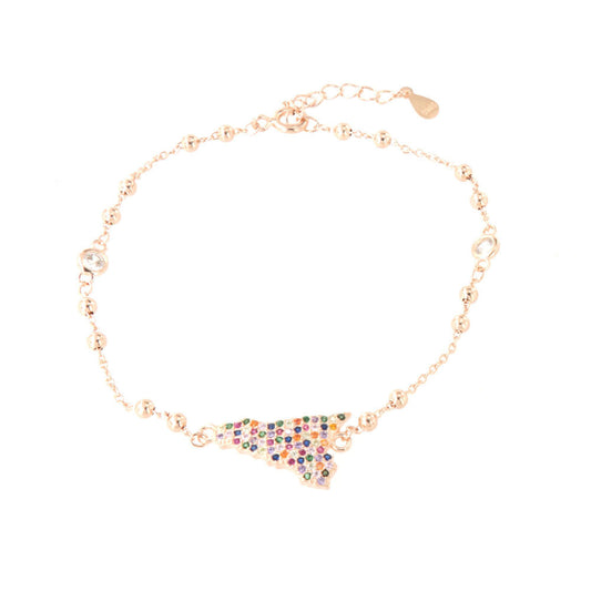 925 silver bracelet with a Sicilian island shape, embellished with pavè of multicolored zirconi