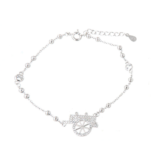925 silver bracelet with Sicilian cart pendant, embellished with white zirconi