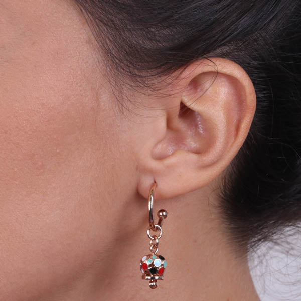 Rosè metal metal earrings with bell