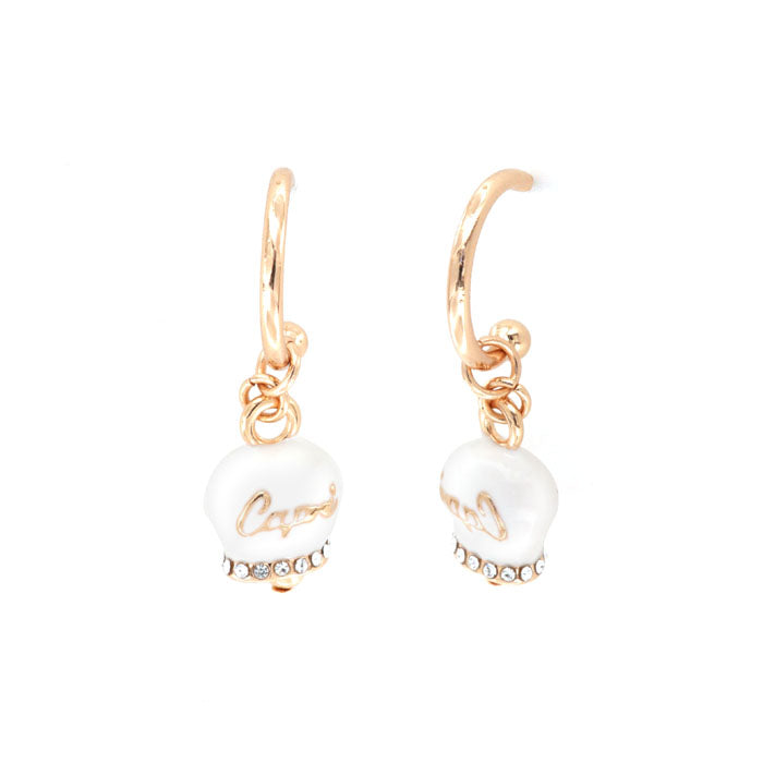 Metal earrings circle headbands with white nail polish billy, embellished with crystals