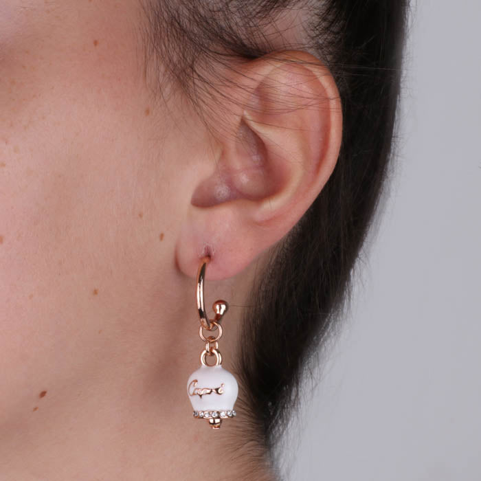 Metal earrings circle headbands with white nail polish billy, embellished with crystals