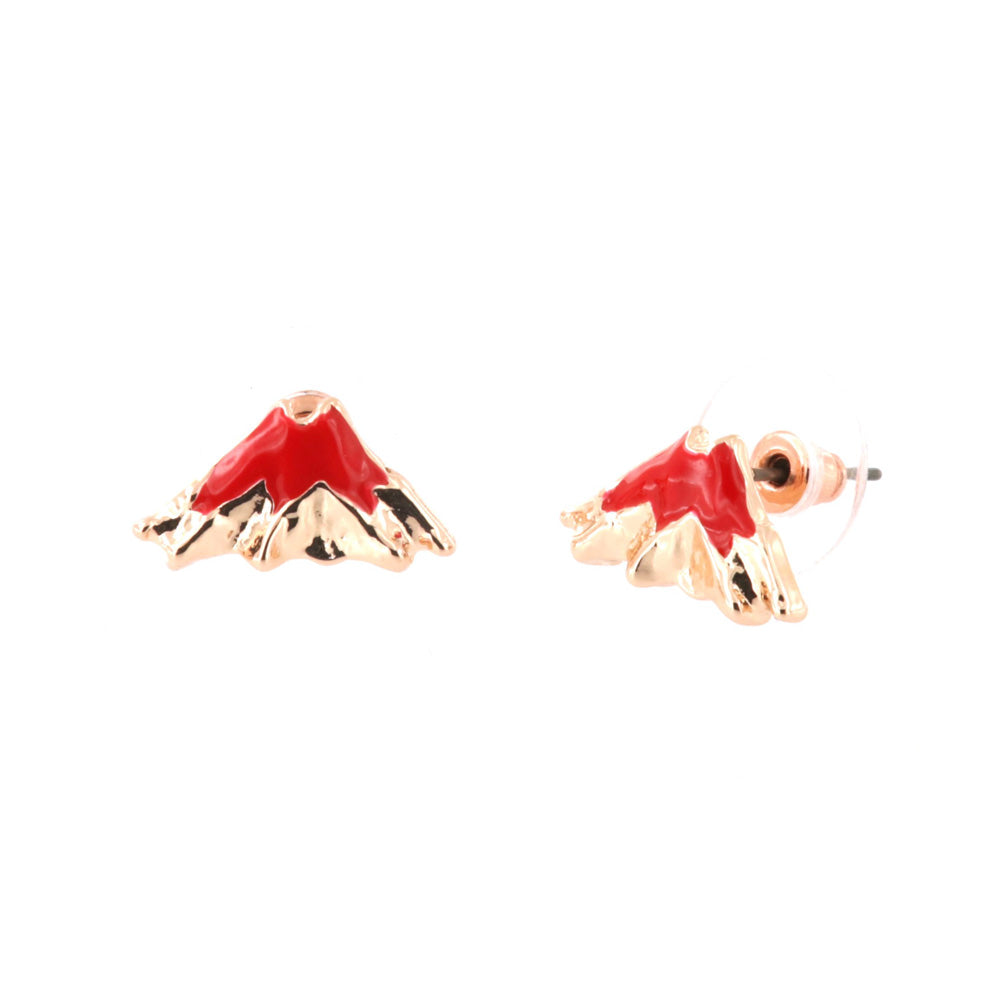 Lobe metal earrings, with Etna volcano embellished with colored enamel lava