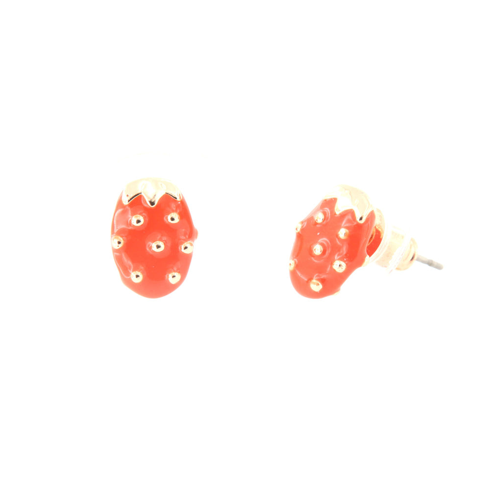 Metal earrings prickly pears in lobe, embellished with colored glazes