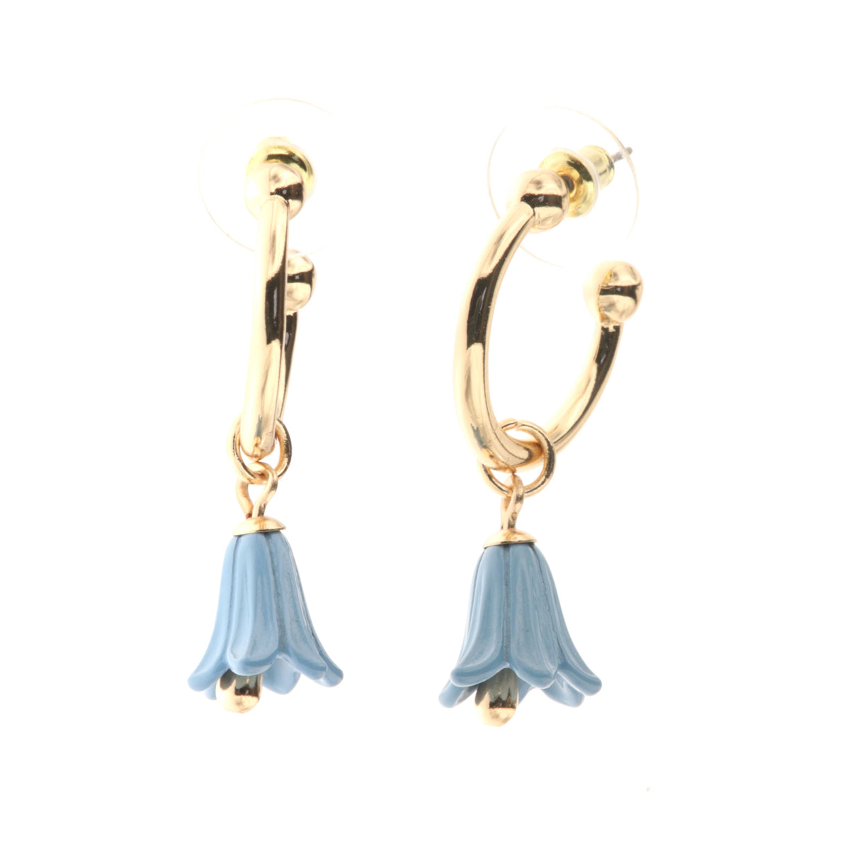 Semicarchie metal earrings with bell -shaped blue bell -shaped bells