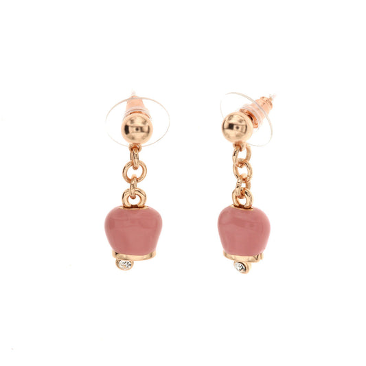 Metal earrings with rosebuilding billets pink pendants, embellished with light point