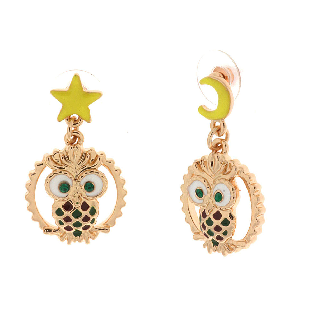 Metal earrings with owl