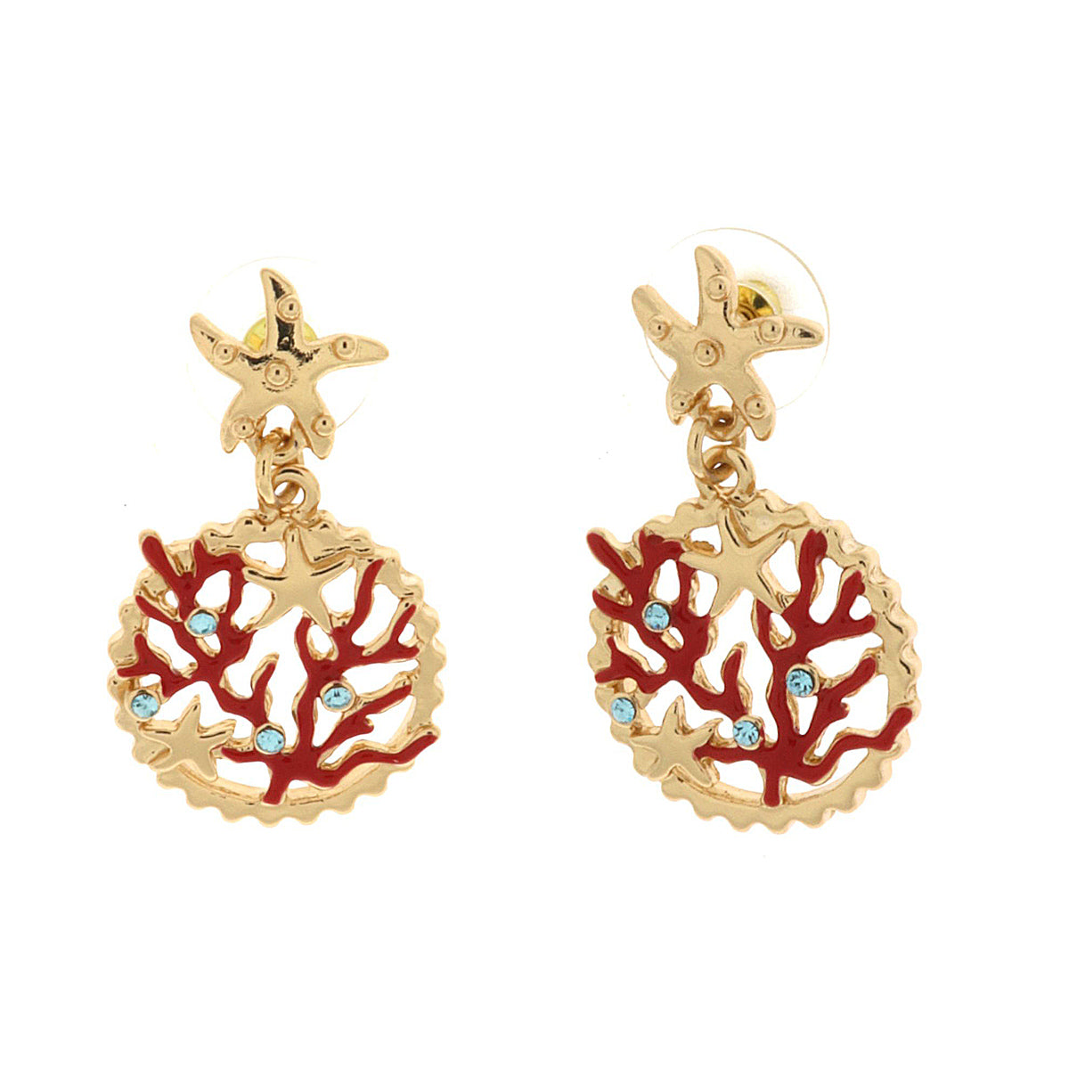 Metal earrings with corals