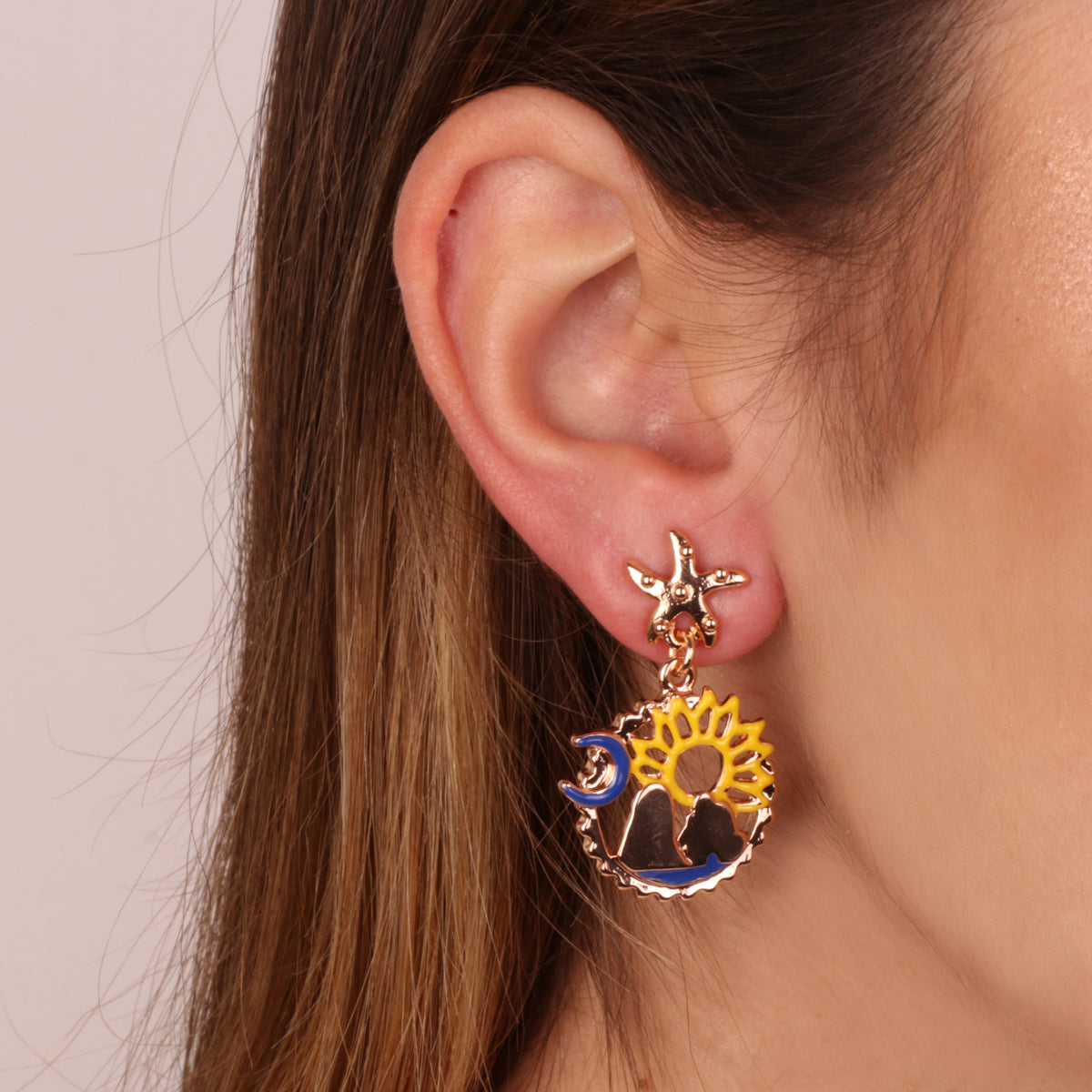 Metal earrings with Faraglioni, Sole, Luna and Stella Marina