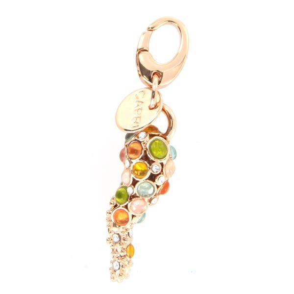 Corno metal pendant with multicolored crystals