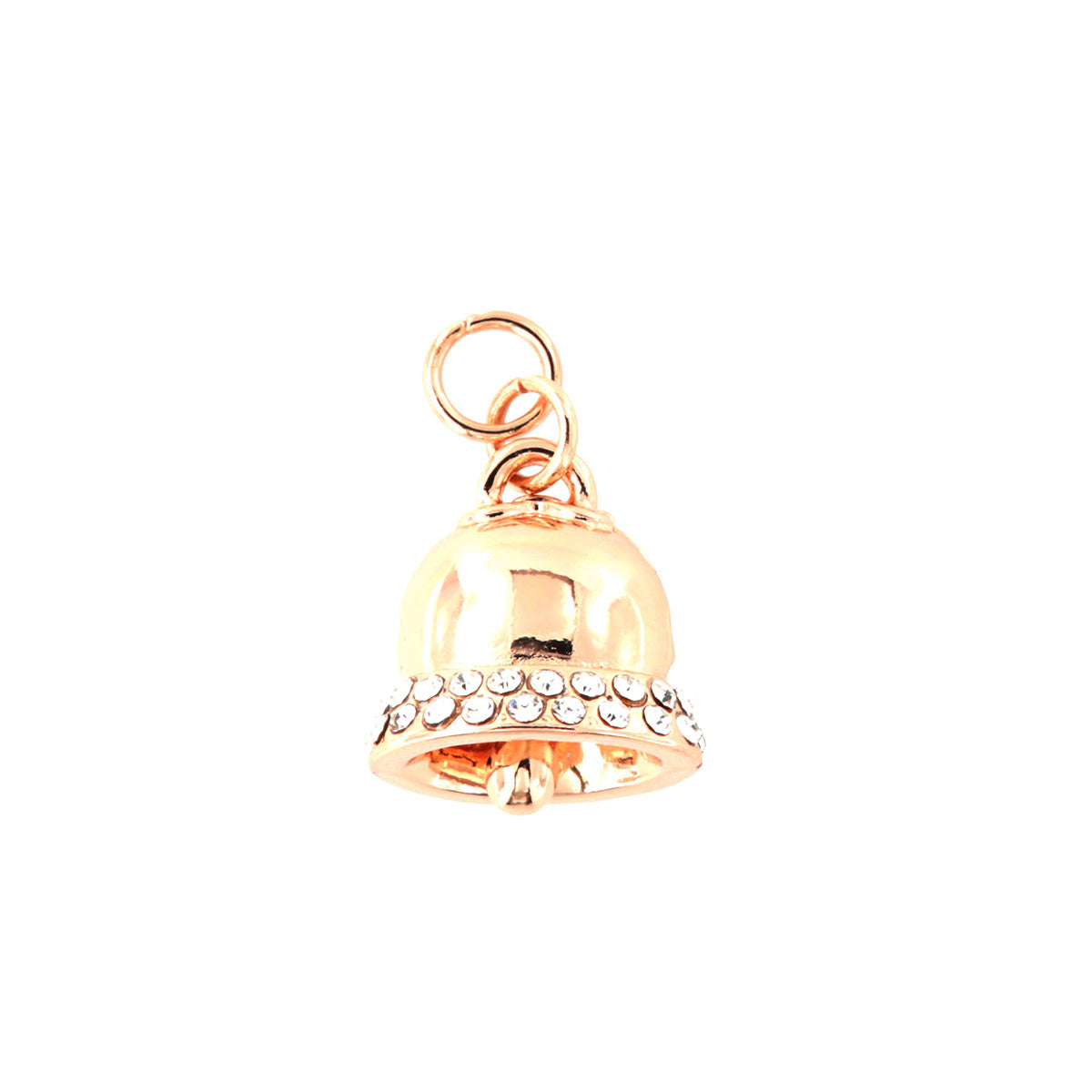 Metal pendant bell tacky bell embellished with white crystals