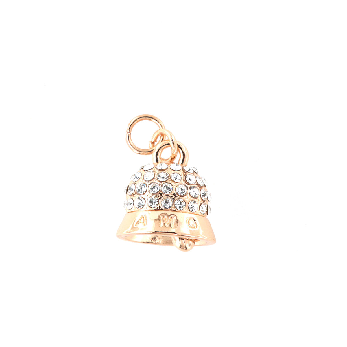 Metal pendant charming bell embellished with crystals