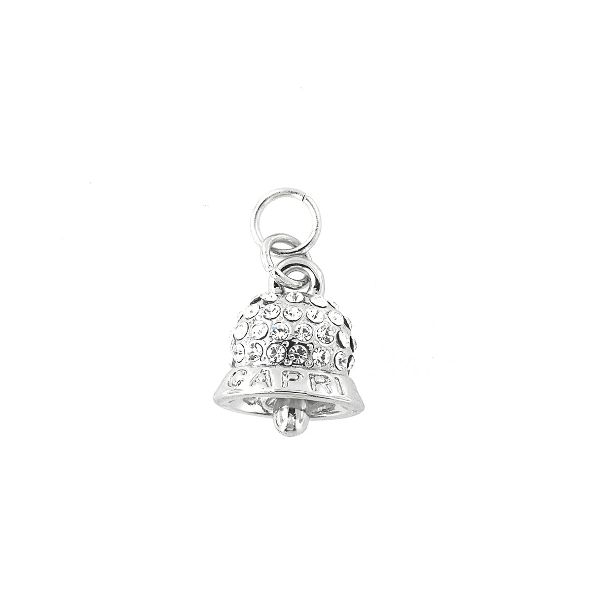 Metal pendant charming bell embellished with crystals