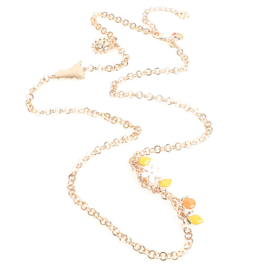 Metal necklace Rolò jersey, with Sicilian citrus pendant charms embellished with colored glazes