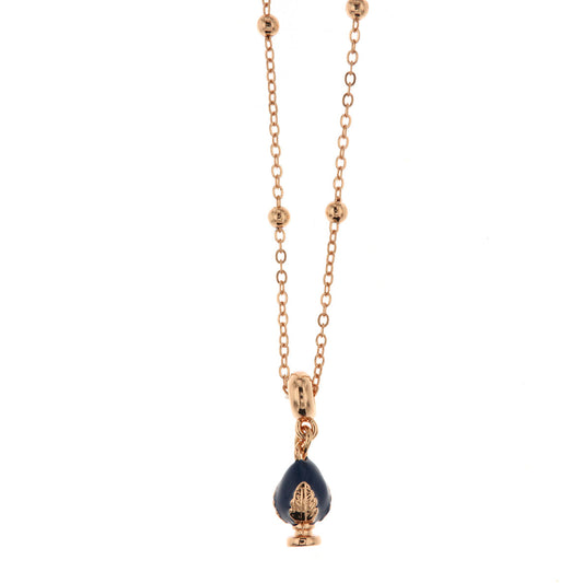 Metal necklace with blue lucky pumo