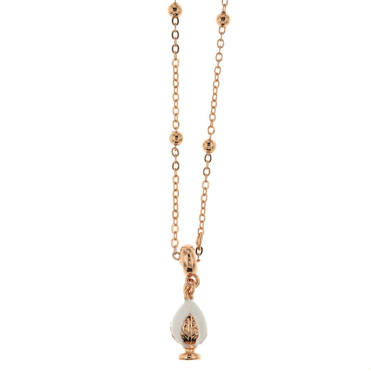 Metal necklace with lucky puma embellished with white enamel