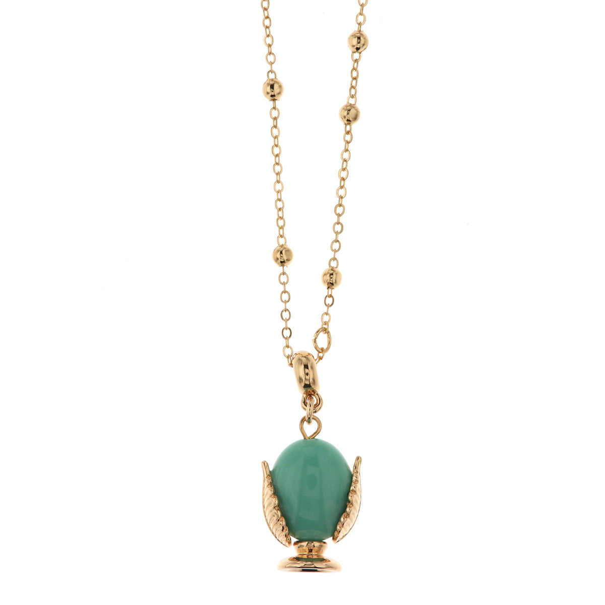 Metal necklace with water -colored enamel charming pumo