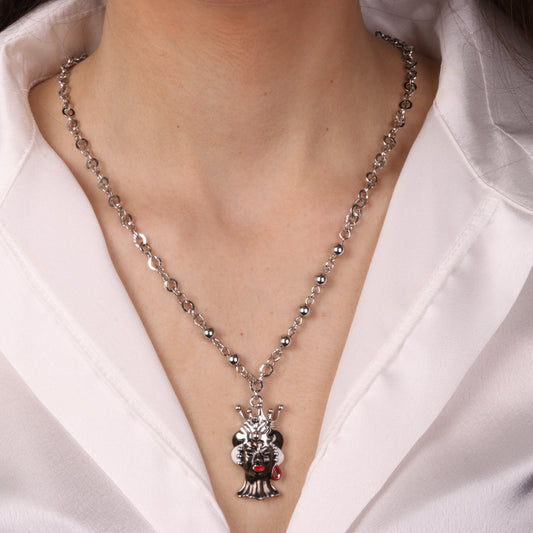 Metal necklace with Sicilian dark -headed head