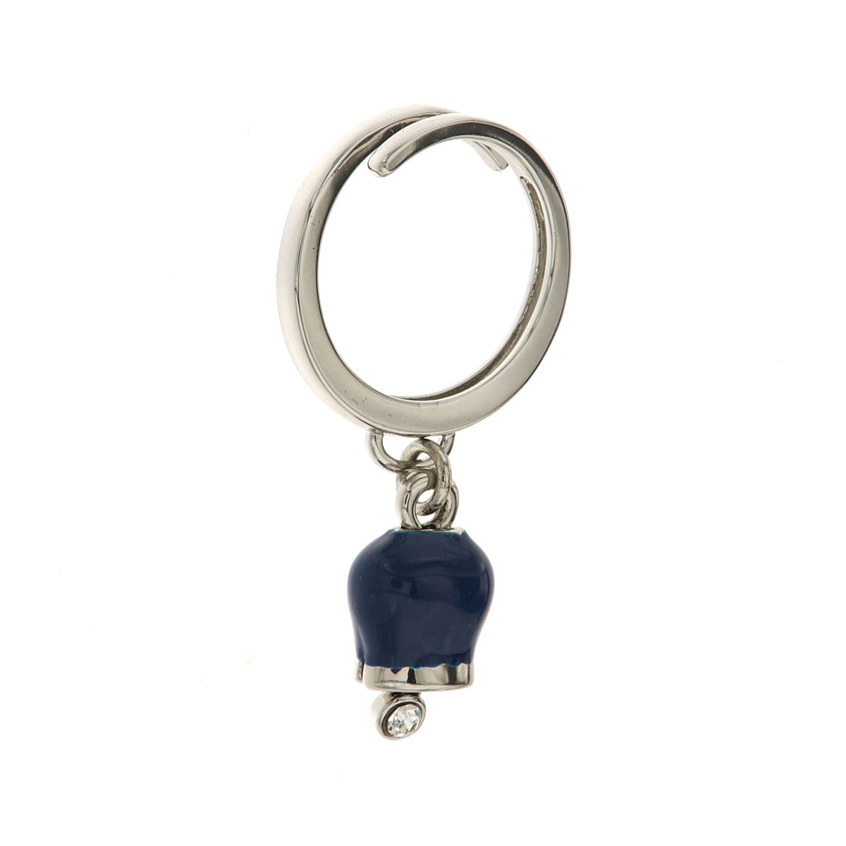 Metal ring with bell bille pendant blue, embellished with light point