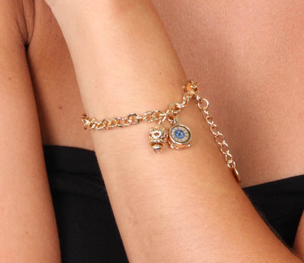Metal bracelet with pendant drum and capri watch print