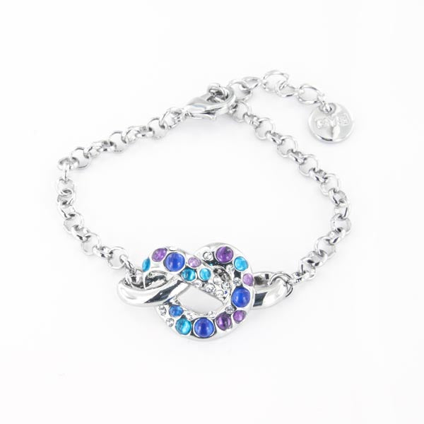 Rolò shirt metal bracelet, with a knot embellished with multicolored crystals