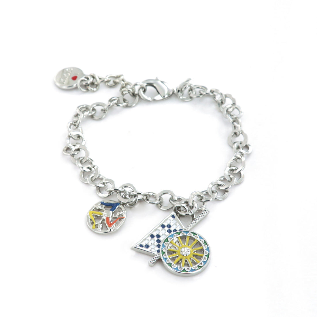 Rolò shirt metal bracelet, with a sloping Sicilian cart embellished with colored glazes