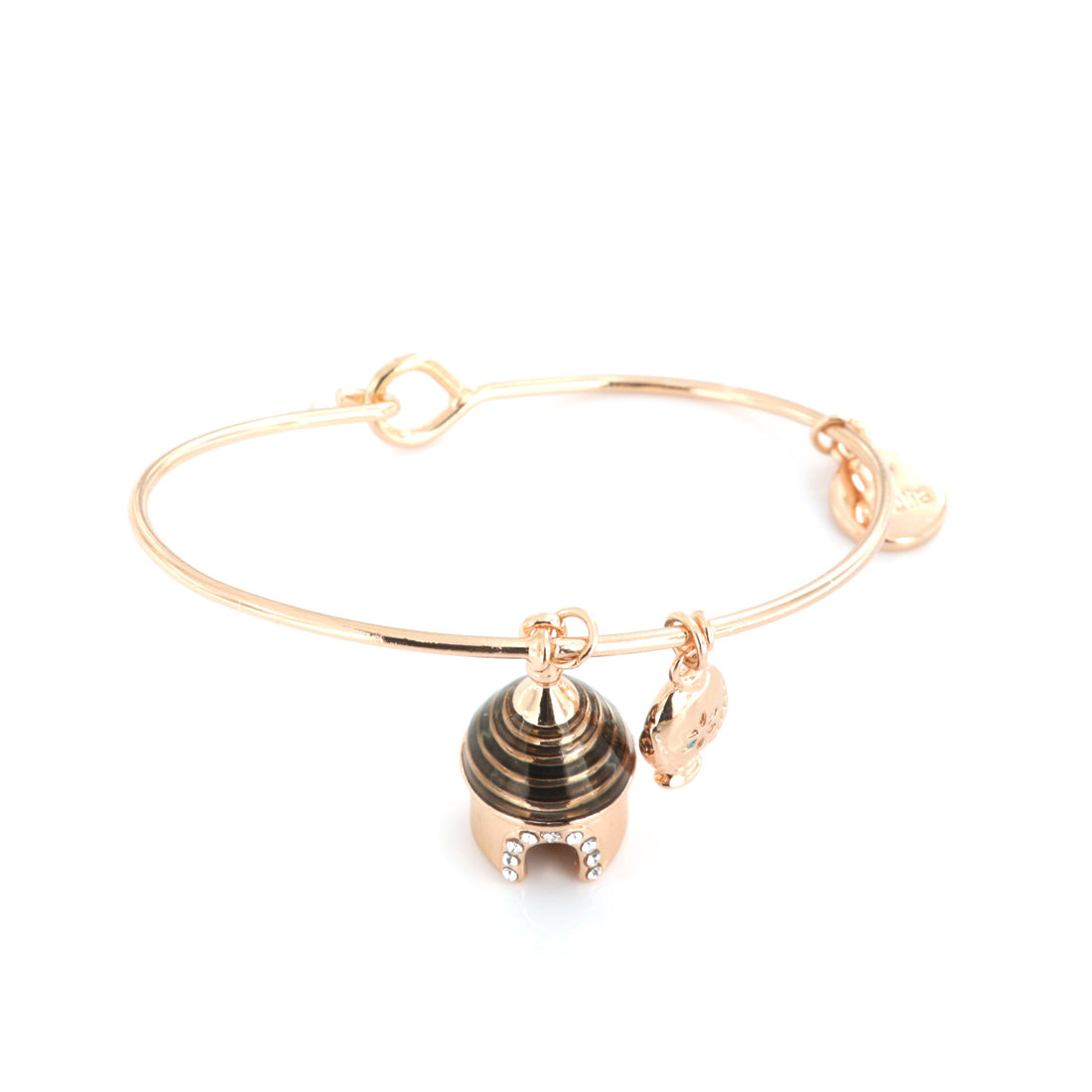 Rigid Braccaile Metal Bracelet with Pugliese Trullo pendant and small pumo on the side