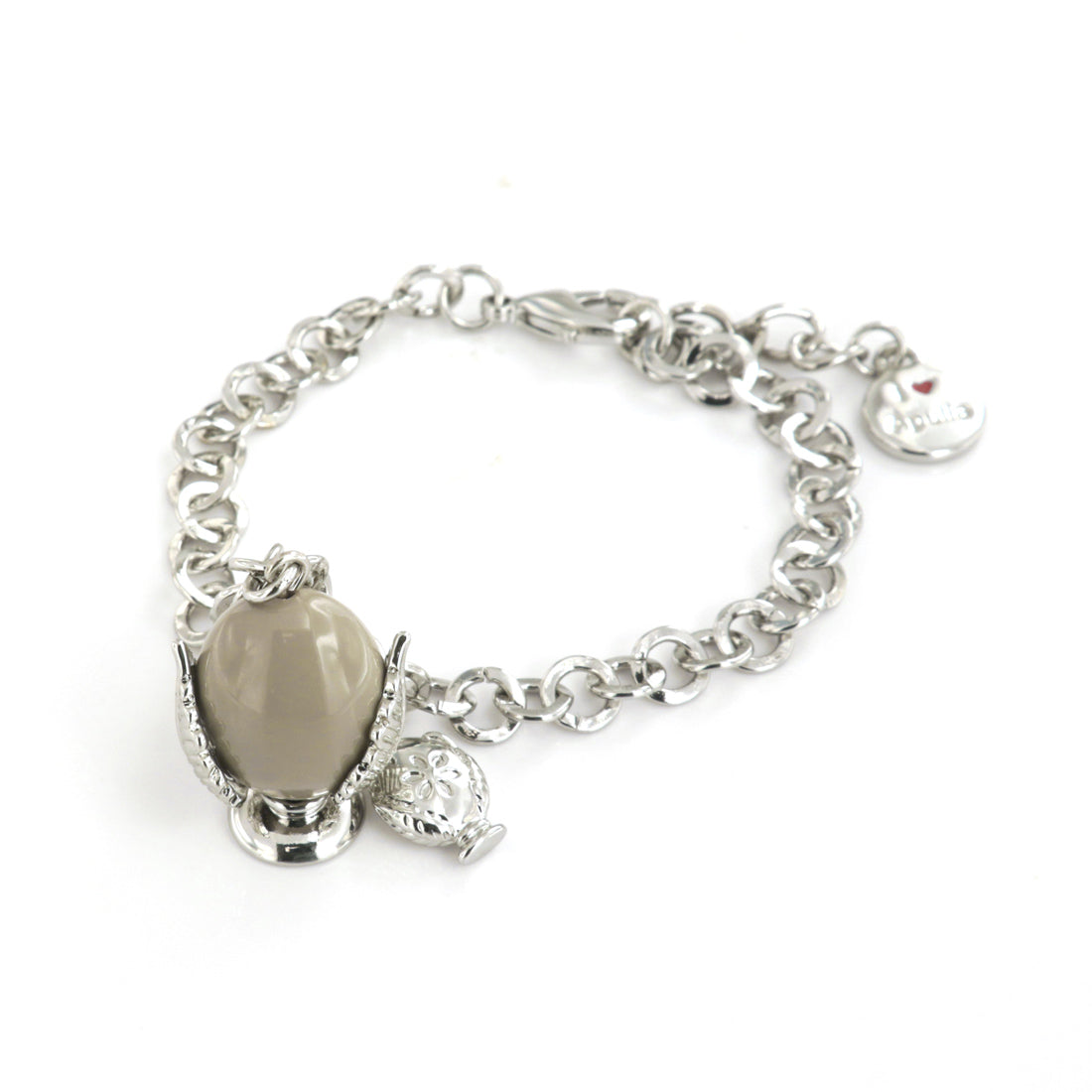 Metal bracelet with pendant Pugliese pumo, embellished with gray enamel and lateral mini pumo