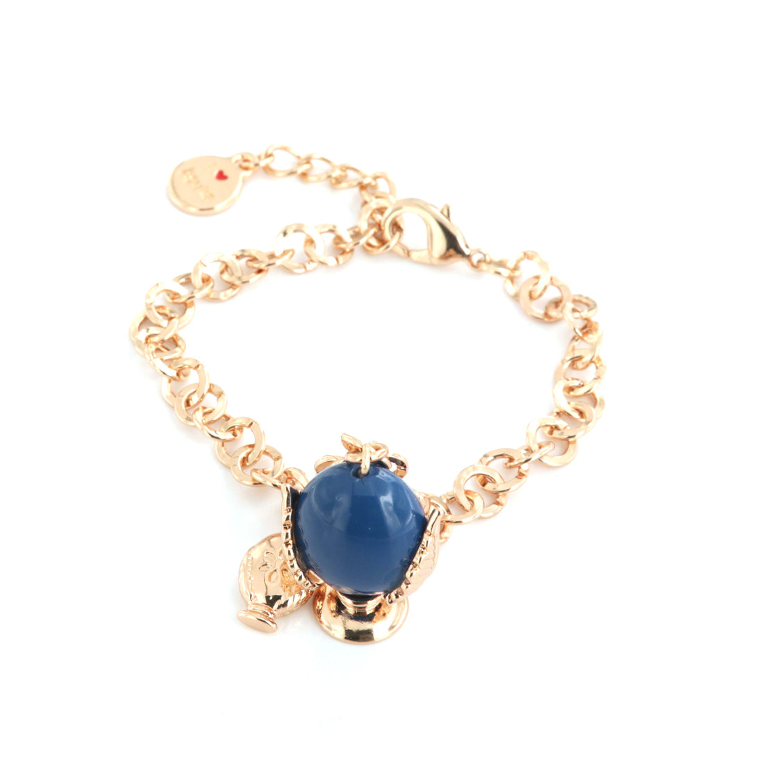 Metal bracelet with pendant Apulian pumo, embellished with blue nail polish and lateral pumo pumo