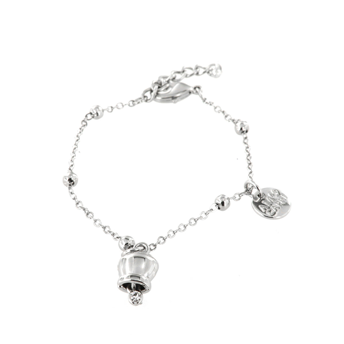 Metal bracelet with pendant charcofish bell, embellished with light point