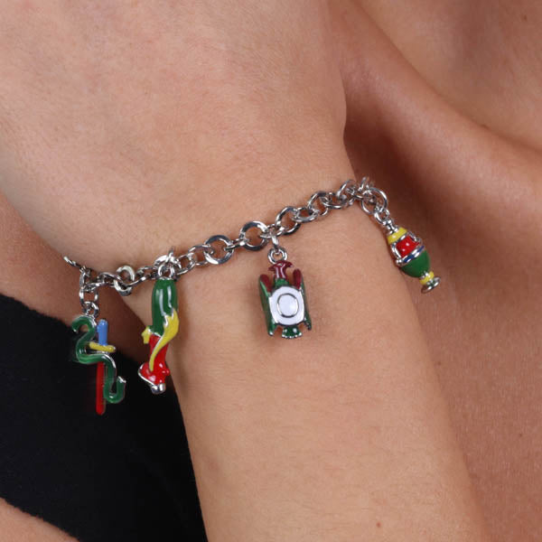 Metal bracelet in rolò jersey with pendant Sicilian cards symbols