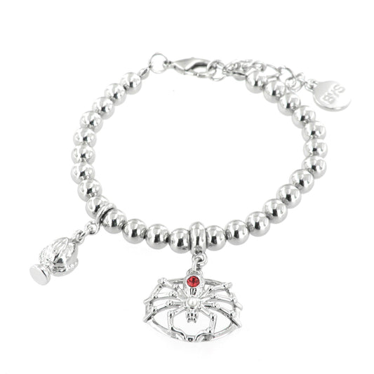 Metal bracelet with pendant tarantula and mini pumo
