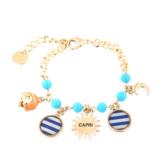 Marine -style metal bracelet, with writing sun Capri, Campanella and Luna