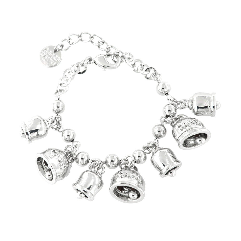 Mollicondol metal bracelet with caprese bells, embellished with white crystals
