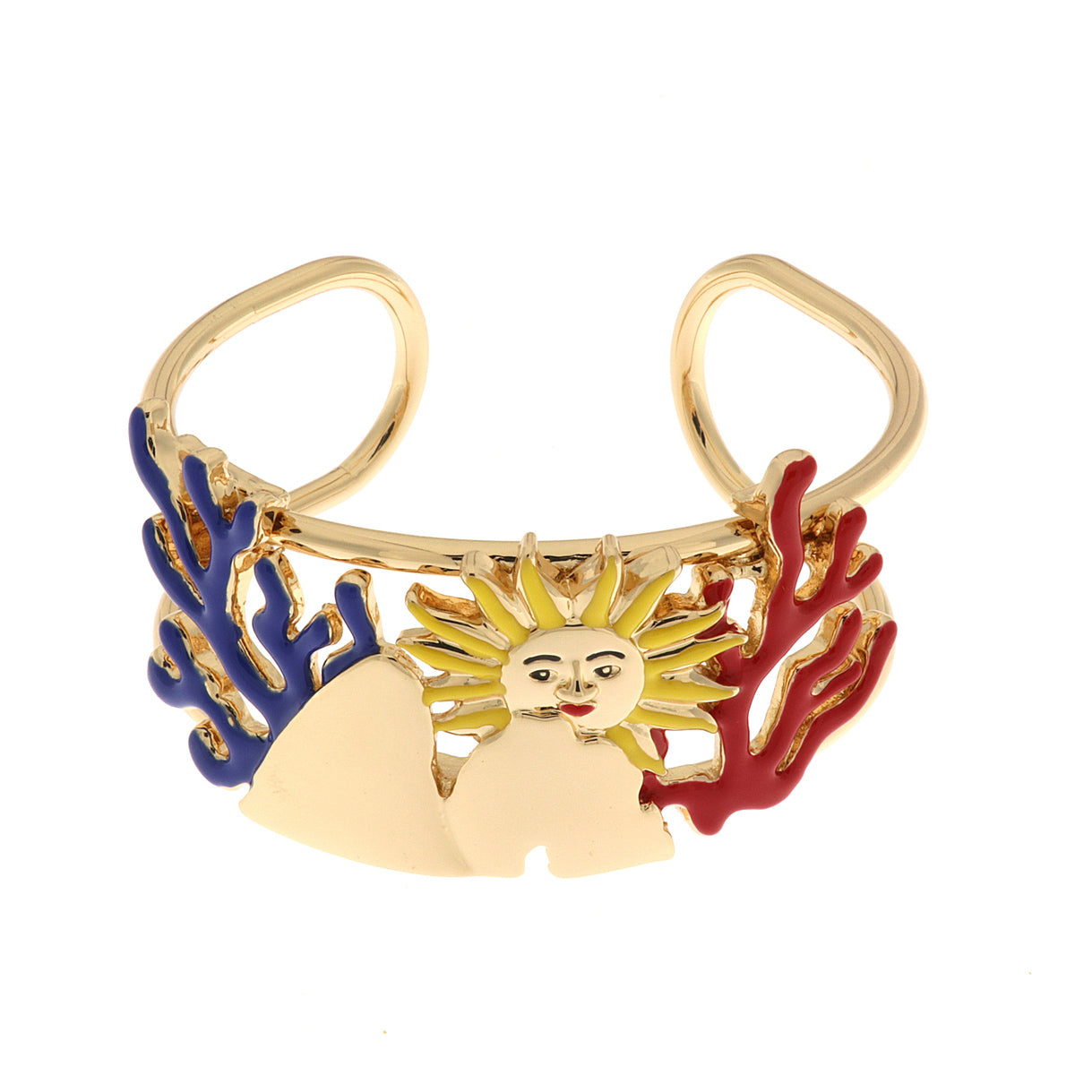 Metal bracelet with faraglioni, sun and corals