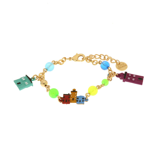 Metal bracelet with colored houses in Burano