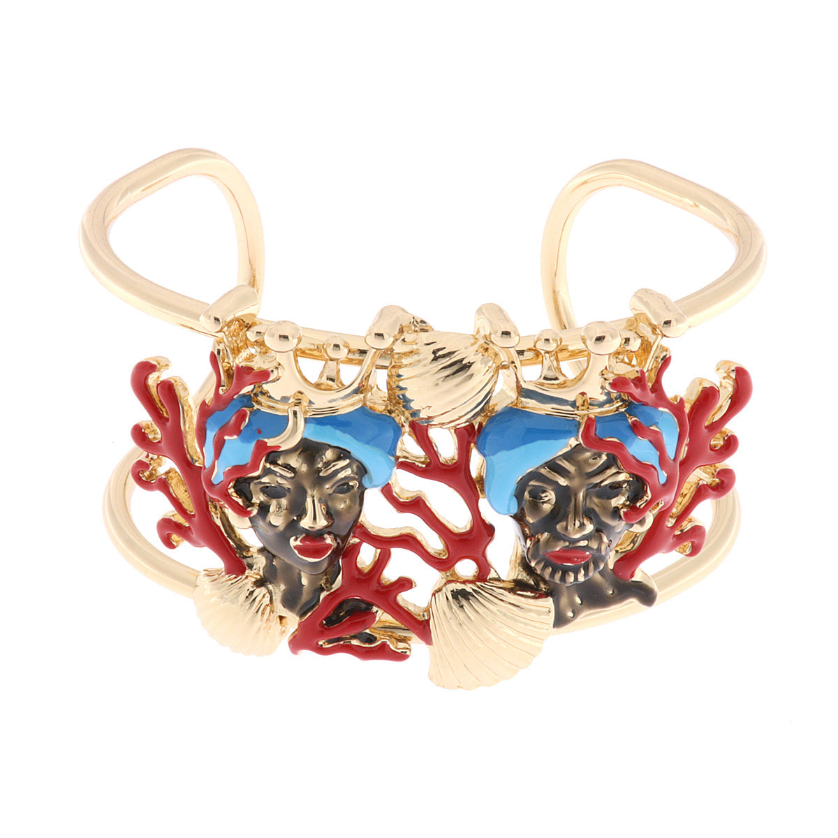 Metal bracelet with Sicilian Moro heads and corals